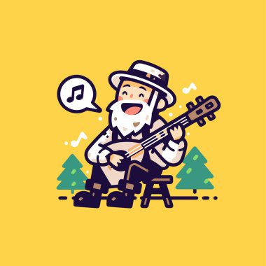 Rock grubunun bir müzik çalan çizgi film karakterinin vektör çizimi