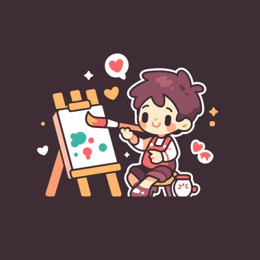 Sevimli küçük çocuk sopayla oyun oynuyor.