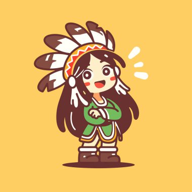 Mutlu Hintli kız çizgi film vektör çizimi