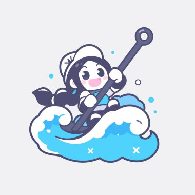 Snowboard süren tatlı bir kız.