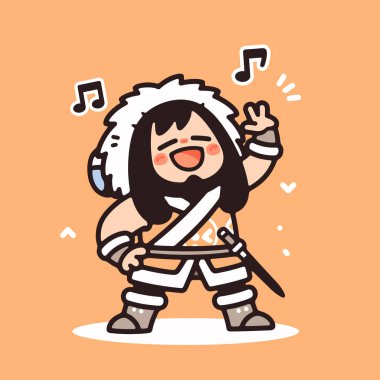 Geleneksel kıyafetleri ve kostüm dansı müziği olan tatlı Asyalı kız.