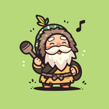 Şarkı söyleyen flüt çizimi olan sevimli bir çizgi film karakteri.