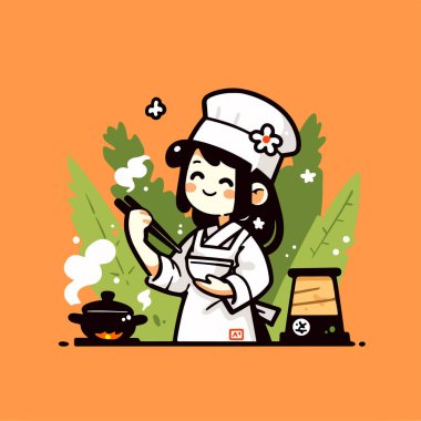 Şirin Japon Aşçı Çizimi