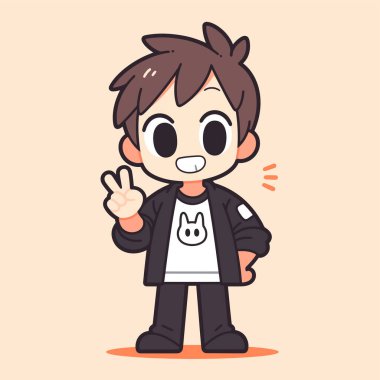 Tatlı Çizgi Çocuk Barış İşareti Veriyor