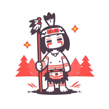 Çizgi film Amerikan Yerlisi Savaşçı Mızrağı