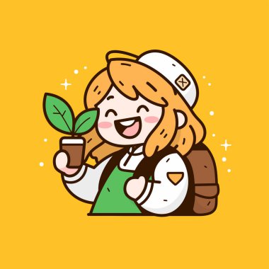 Gülümseyen Bahçıvan Saksıyı Tutuyor