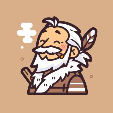 Saçında tüy olan, sigara içen yaşlı adam çizgi filmi.