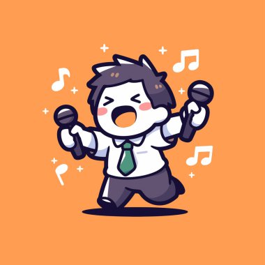 Chibi Şarkıcısı Mikrofon ve Müzik Notaları ile Sahne Alıyor