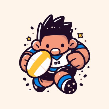 Sevimli Rugby Oyuncusu Topla Koşuyor