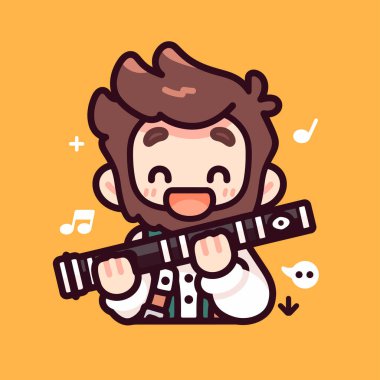 Müzikal Notalı Karikatür Klarneti Oynatıcı