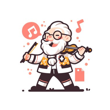Mutlu çizgi film kemancısı Müzik Çalıyor