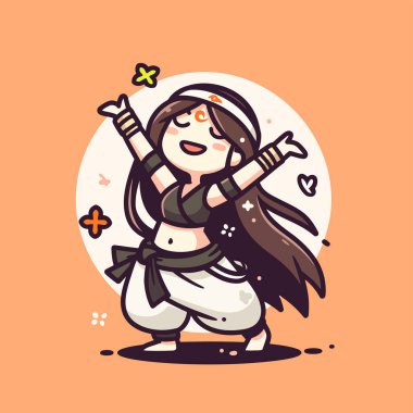 Şirin Chibi Göbek Dansçısı Çizgi Film İllüstrasyonu