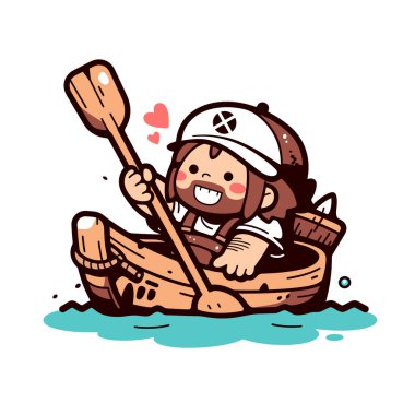 Neşeli Karakter Teknede Kürek Çekiyor