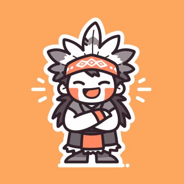 Mutlu Amerikan Yerlisi çocuk çizgi film etiketi