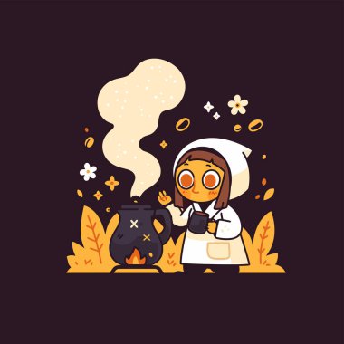 Sıcak bir kız serin bir sonbahar gününde sıcak bir içeceğin tadını çıkarıyor.