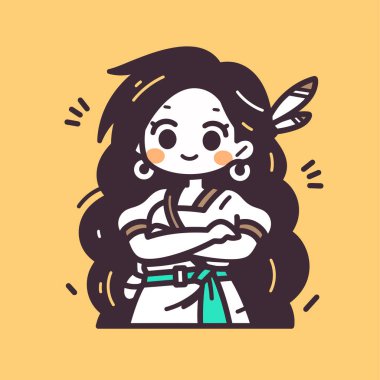 Çapraz Kollu Chibi Amerikan Yerlisi Kadın