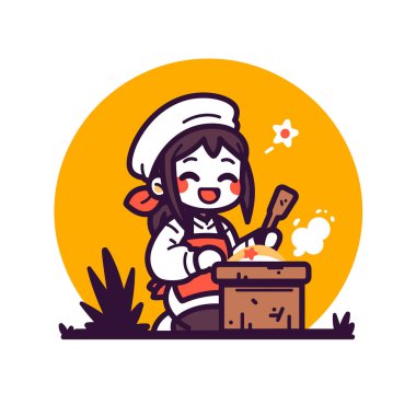 Mutlu Şef Sunny Kitchen 'da enfes bir yemek pişiriyor.