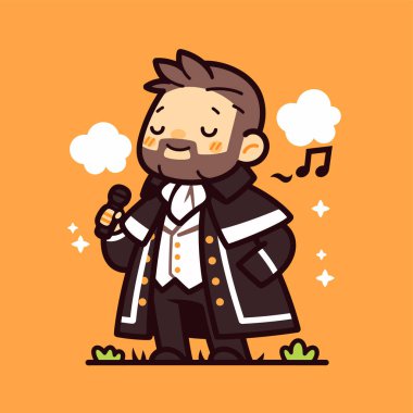 Mikrofonlu Sevimli Çizgi Film Şarkıcısı