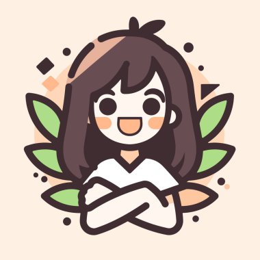 Yaprak Taç Giyen Büyüleyici Çizgi Kız