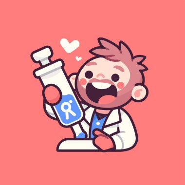 Aşı Şırıngası ile Mutlu Bilim Adamı