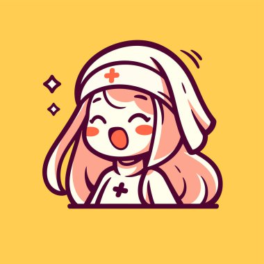 Mutlu Çizgi Filmler Hemşire İllüstrasyonu