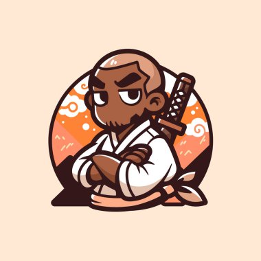 Katana ile Chibi Ninja Samuray Karakteri