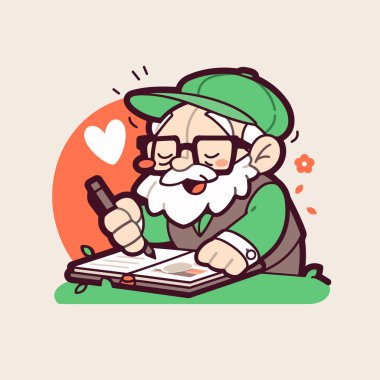 Not Defterine Yazan Yaşlı Adam