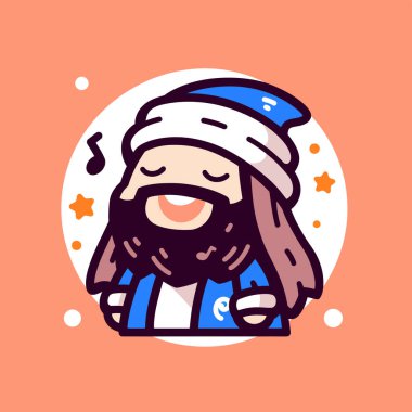 Şarkı Söyleyen Büyücü Karakteri Mavi Cüppeli ve Noel Şapkalı