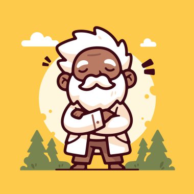 Beyaz Sakallı ve Beyaz Önlüklü Sevimli Çizgi Film Bilimcisi