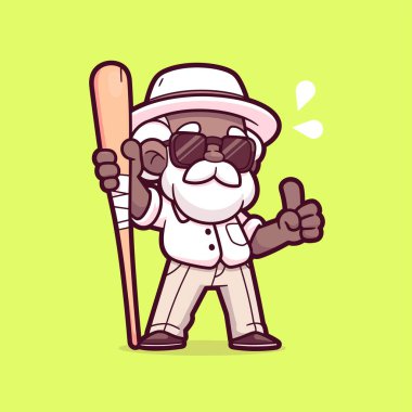 Çizgi film Beyzbolcusu Başparmağını kaldırıyor