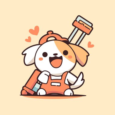 Şirin köpek çizgi film maskotu vektör çizimi