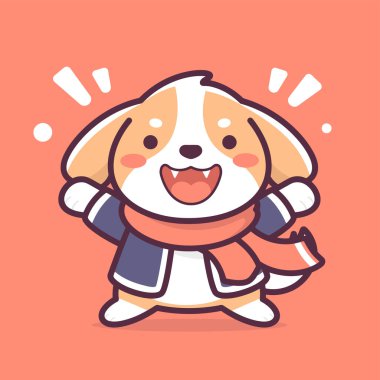 İri kemikli şirin bir çizgi film köpeği. vektör illüstrasyonu