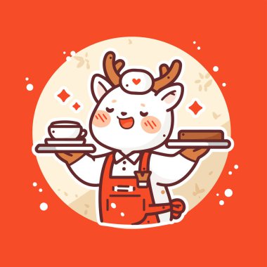 vektör şirin mutlu noel çizgi filmi şapkalı ve eşarplı şirin kedi, bir fincan kahve, gülümsüyor ve gülümsüyor, beyaz arka planda izole edilmiş.,