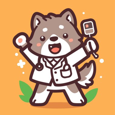 Elinde steteskop tutan sevimli bir doktor çizgi filmi.