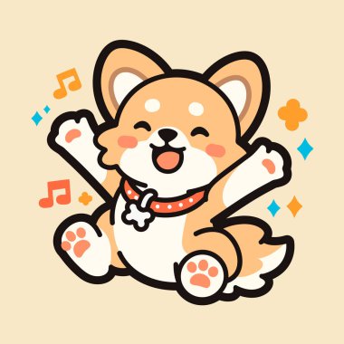 Mutlu bir köpeği olan sevimli bir köpek. vektör illüstrasyonu.