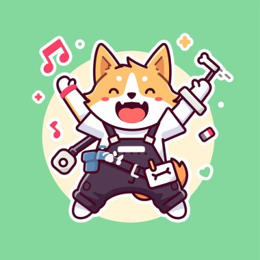 Gitarlı şirin bir köpek.