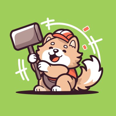 Şirin köpek maskotu vektörü. çizgi film vektör illüstrasyonu