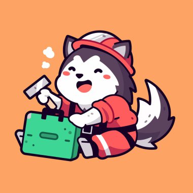 Şirin köpek maskotu. vektör illüstrasyonu