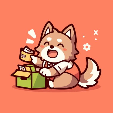 Şirin köpek yemek kutusunu yiyor..