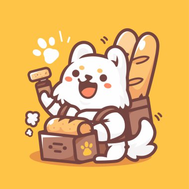 Kahveli şirin bir kedi. vektör illüstrasyonu