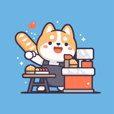 vektör çizgi film sevimli köpek karakteri.