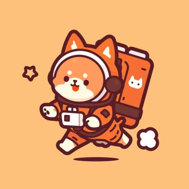 şirin astronot çizgi film vektör çizimi