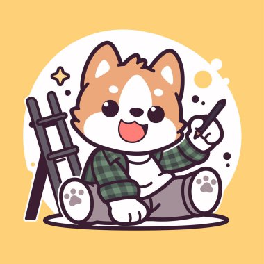 Köpek çizgi filmi vektör illüstrasyonu. Köpek karakteri. Sevimli hayvan çizgi filmi karakteri