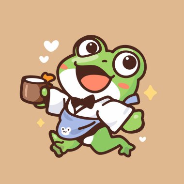 vektör şirin kurbağa karikatür çizimi