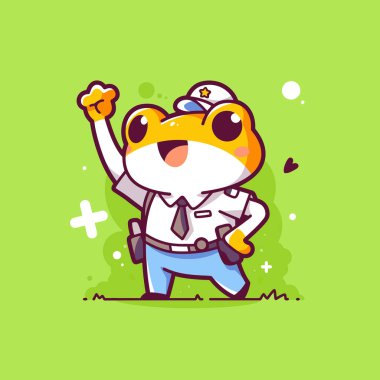 Kurbağa vektör illüstrasyonlu şirin, mutlu bir kurbağa. Beyaz arka planda izole edilmiş. vektör düz tasarımı