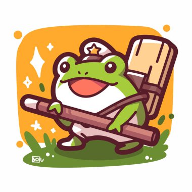 Mutlu kurbağa çizgi film vektör tasarımı