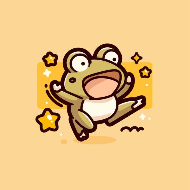komik kurbağa karikatür vektör illüstrasyon