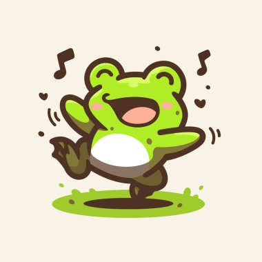 Şirin kurbağa karikatür vektör çizimi izole edildi. Kawaii hayvan çizgi film karakteri. vektör simgesi