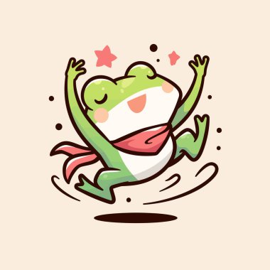 Vektör illüstrasyonu, şirin çizgi film kurbağası