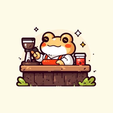 Tatlı çay fincanı ve çizgi film karakteri çizimi